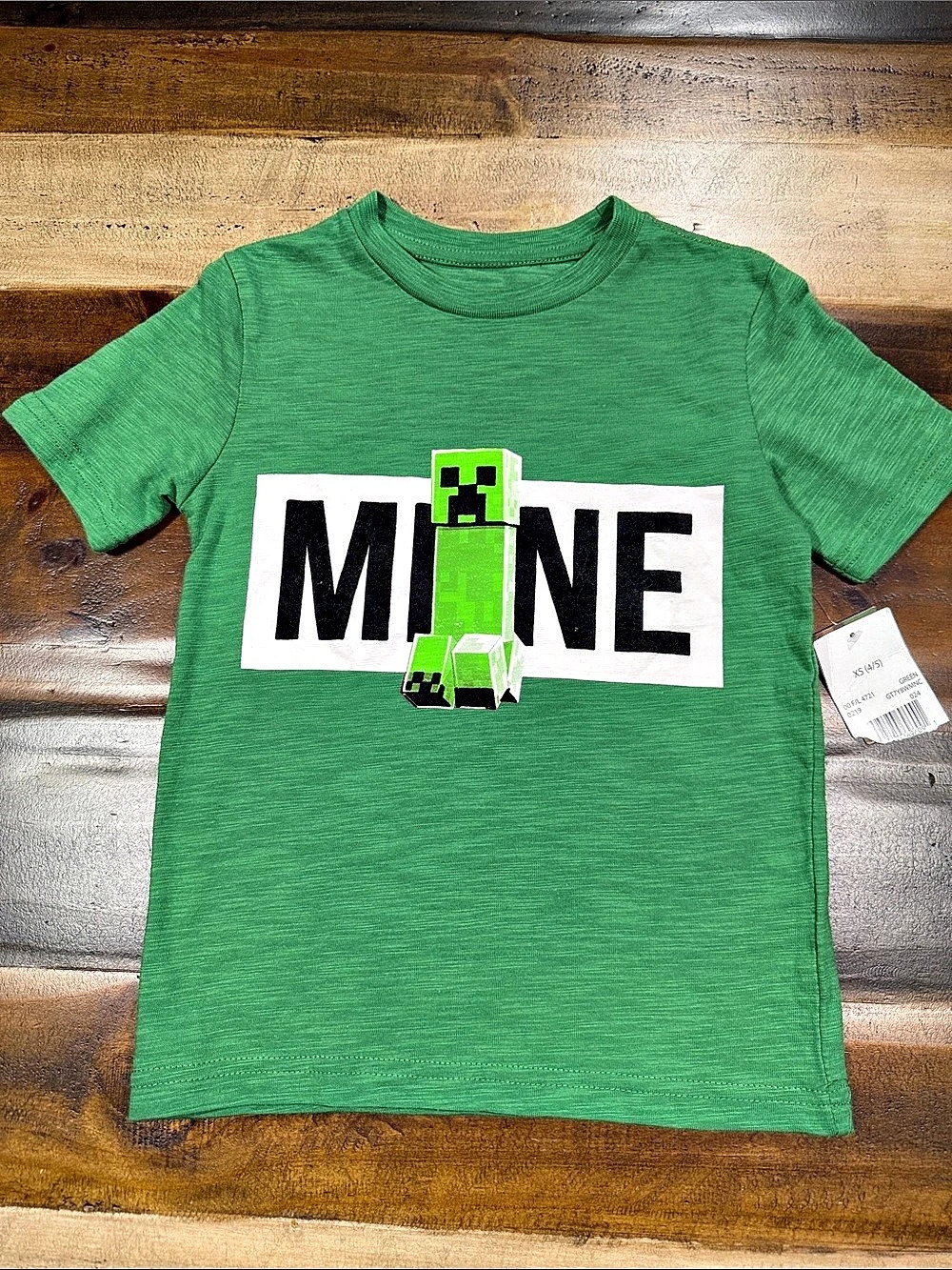 Minecraft Creeper MINE graphic tee Kids Green MINE Tee Boys XS (4/5) NWT